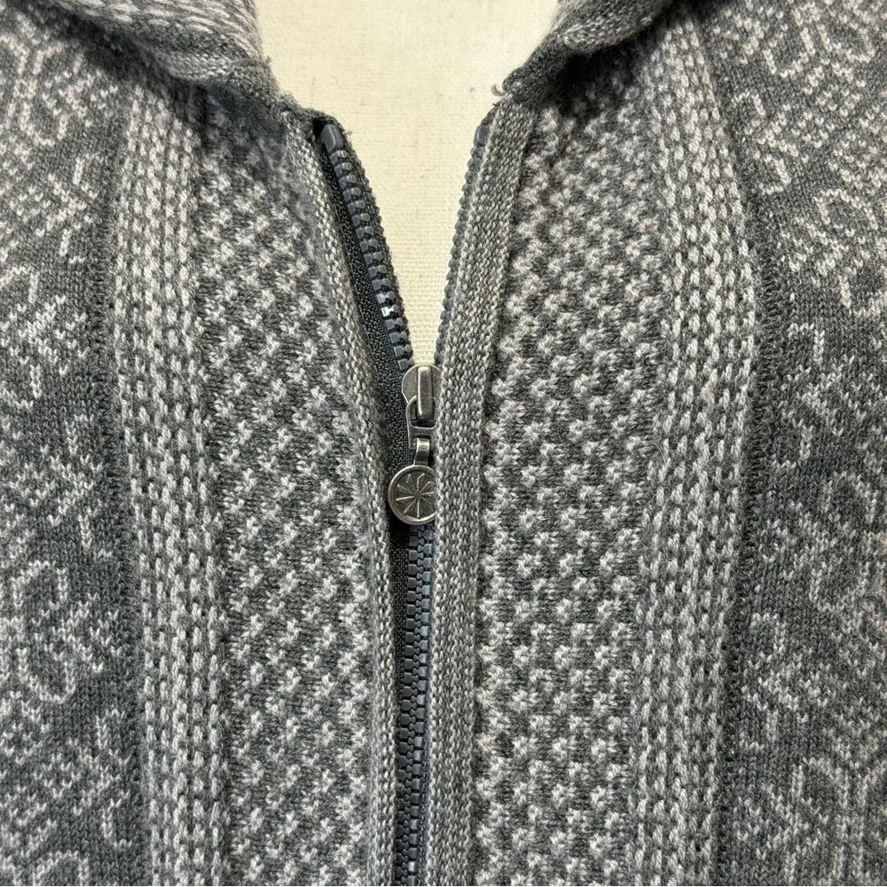 ATHLETA Size XL Spooner Summit Sweater Gray Nordic Print Long Wool Blend Hooded - Picture 7 of 13